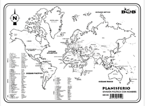 ME03 Planisferio División política c/n (25 pzas)