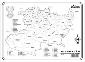 ME41 Michoacán División política c/n (25 pzas)