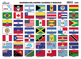 M333 Banderas del mundo 1 / América y Oceanía (25 pzas) - Ediciones Bob Shop